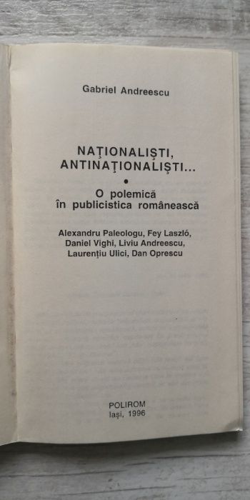 Gabriel Andreescu - Naționaliști, antinaționaliști, Polirom, 1996