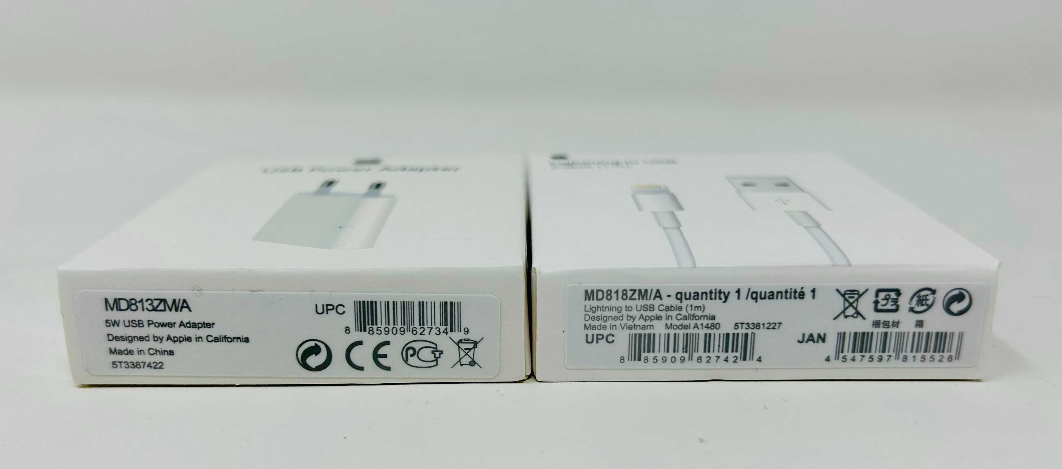 Оригинален Кабел USB-A to Lightning 1m и Адаптер Зарядно 5W за Apple