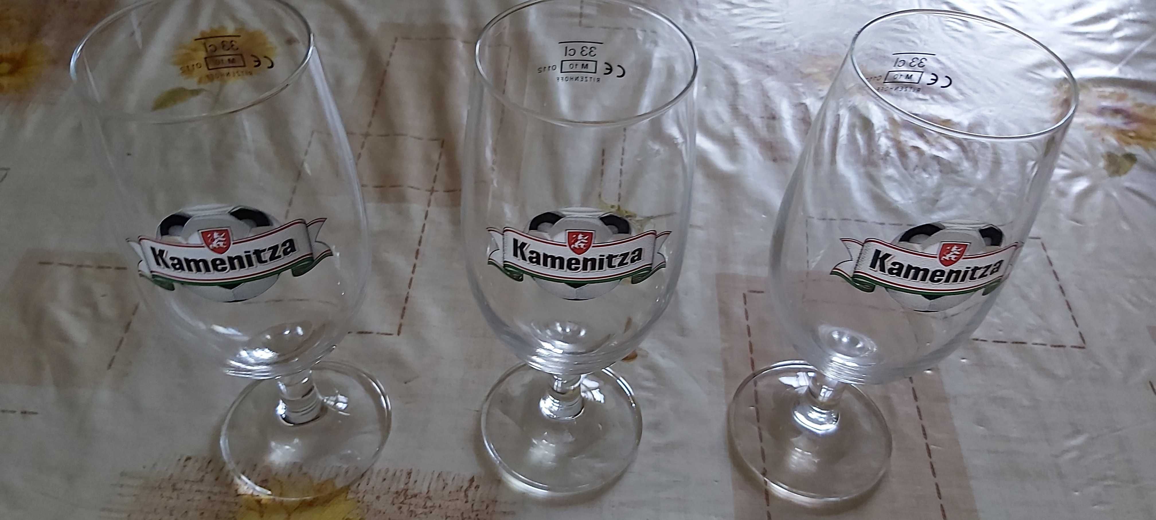 Продавам 6броя чаши за бира с надпис Загорка и Каменица