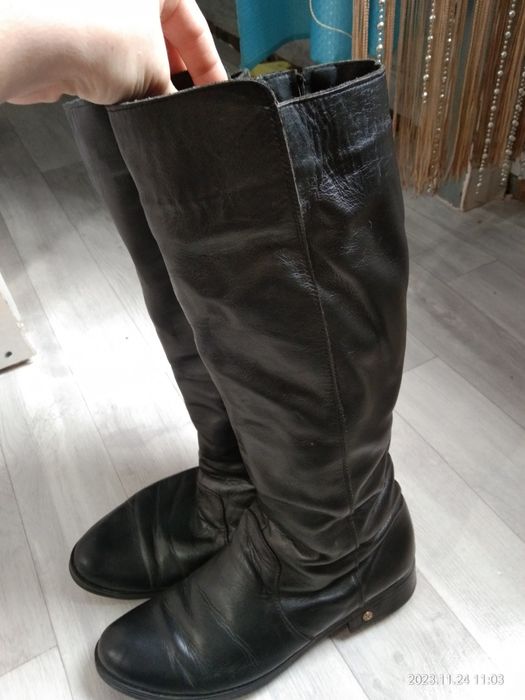 Кожаные сапоги зима 39рр