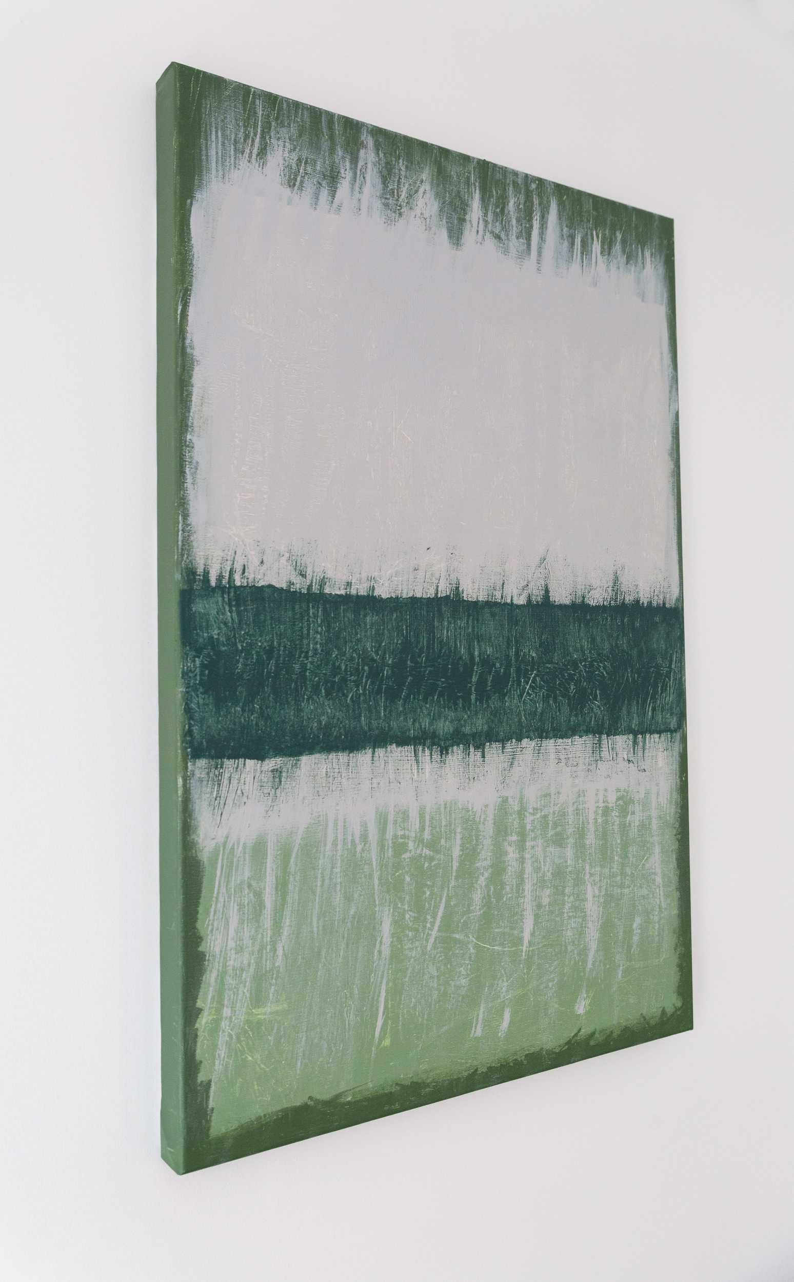 Green and Grey - tablou canvas, pictura in vopsea acrilica, 60x90cm