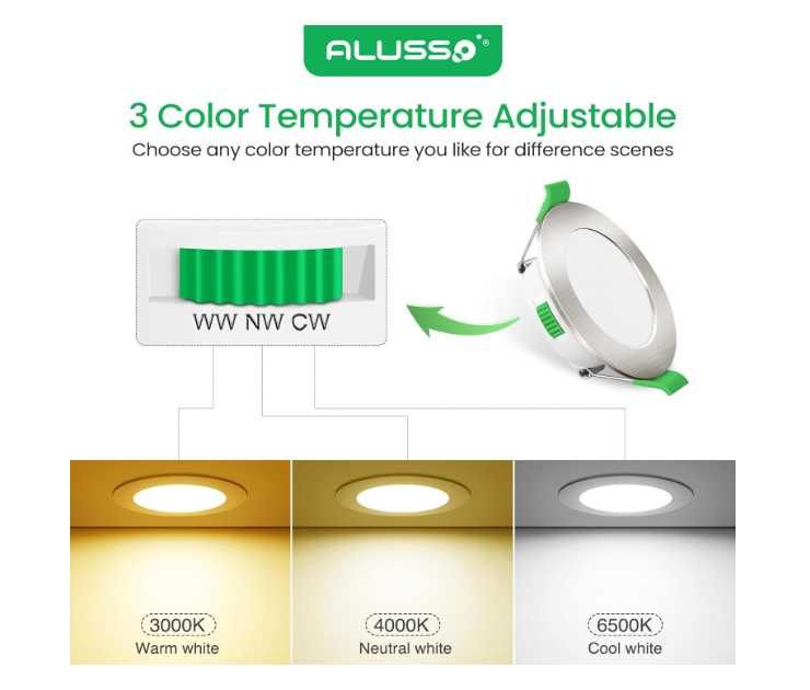 Bec Incastrat Spot LED ALUSSO,4W cu reglaj,68 mm,pachet 6 buc,clasa F