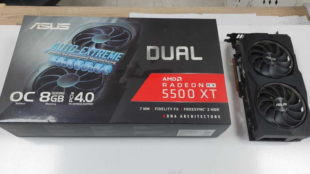 Видеокарта Asus Dual RGB AMD RX 5500 XT OC 8GB GDDR6 w Axial-tech fans