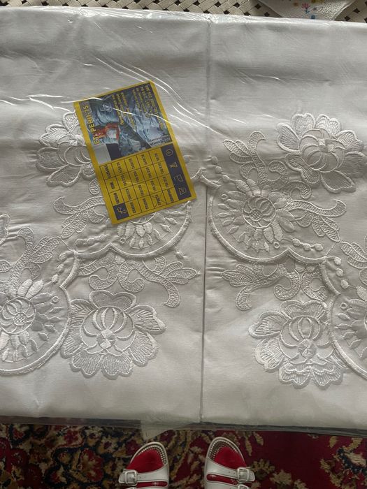 Комплект спално бельо - нов, памук, с бродерия