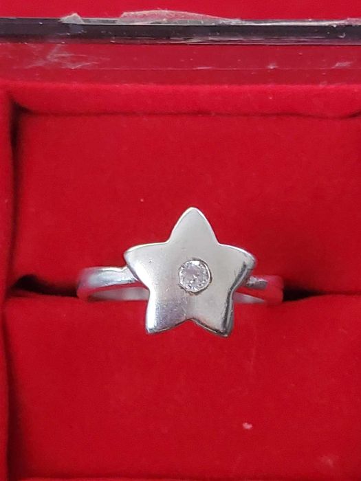 AG22, inel argint 925, nou/marcat, stea cu zirconiu alb, 3,7 grame