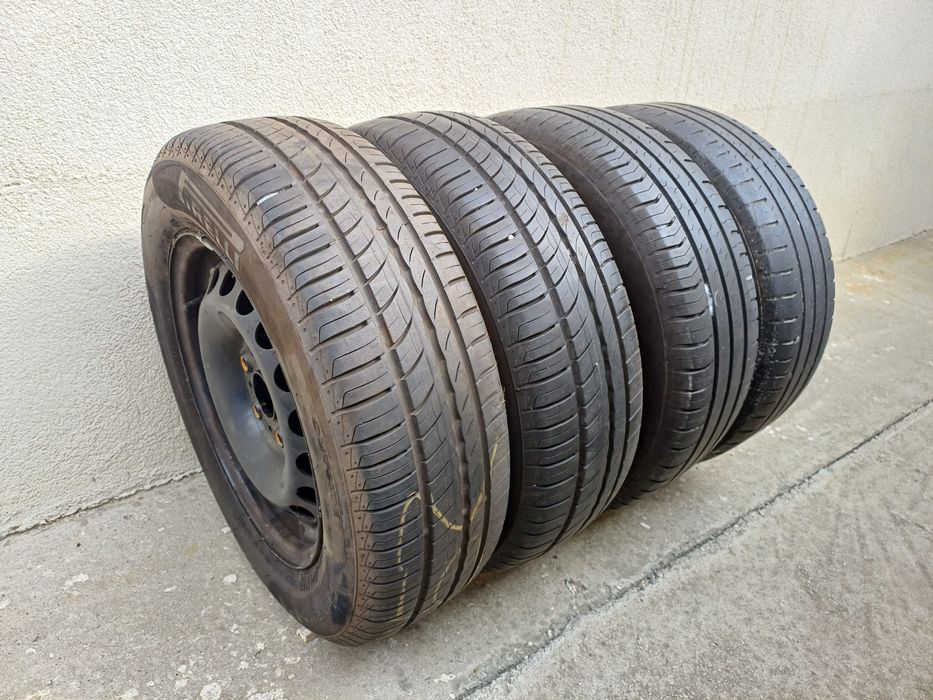 195 65 R 15- 4 buc. jante+anvelope vara, pt VW (5x112)!