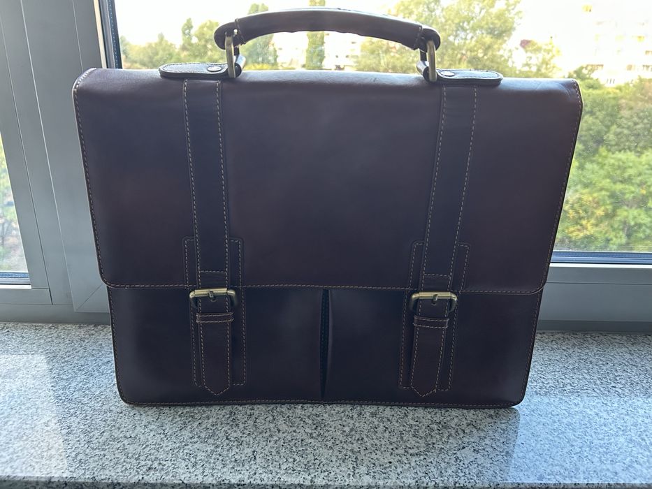 Мъжка кожена чанта за лаптоп и документи Visconti