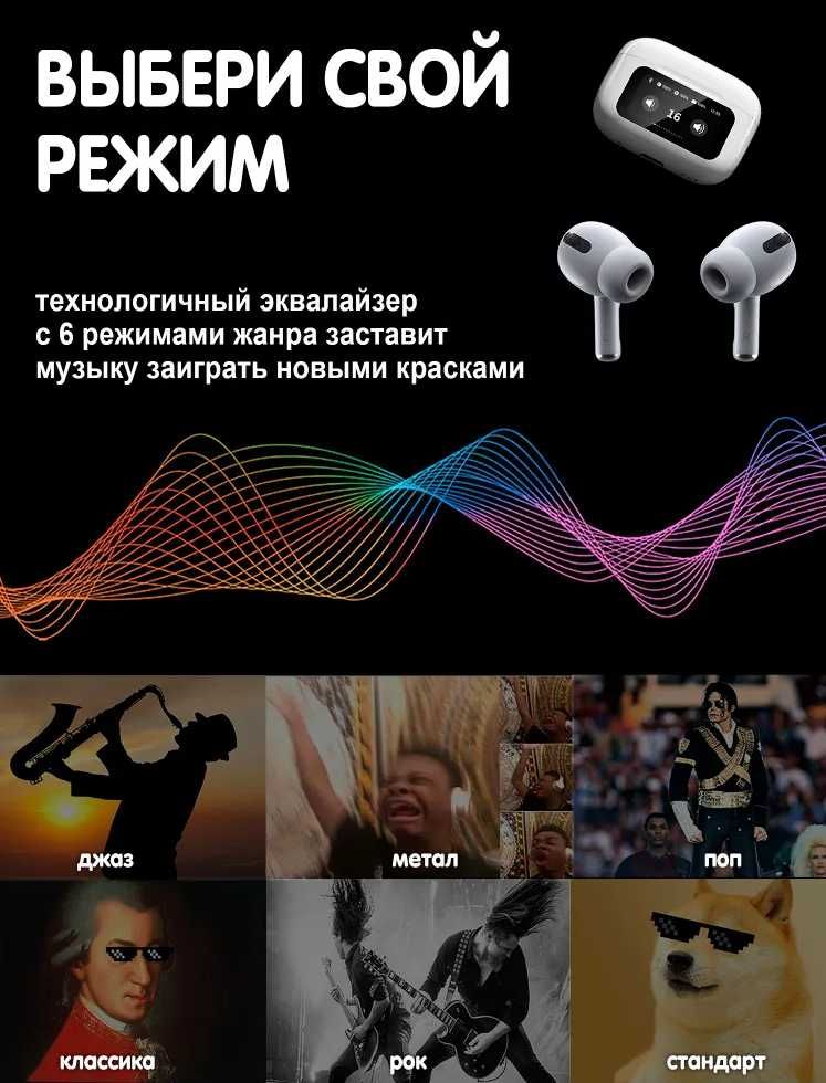 Simsiz naushniklar sensor ekranli IPhone va Android uchun. ANC/ENC