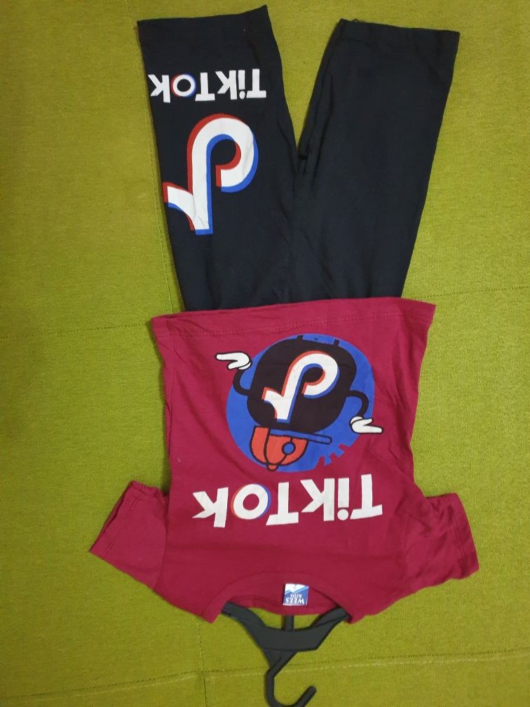 Costum Tik tok, compleu, tricou bebe,pantaloni scurti,2 ani, tik tok