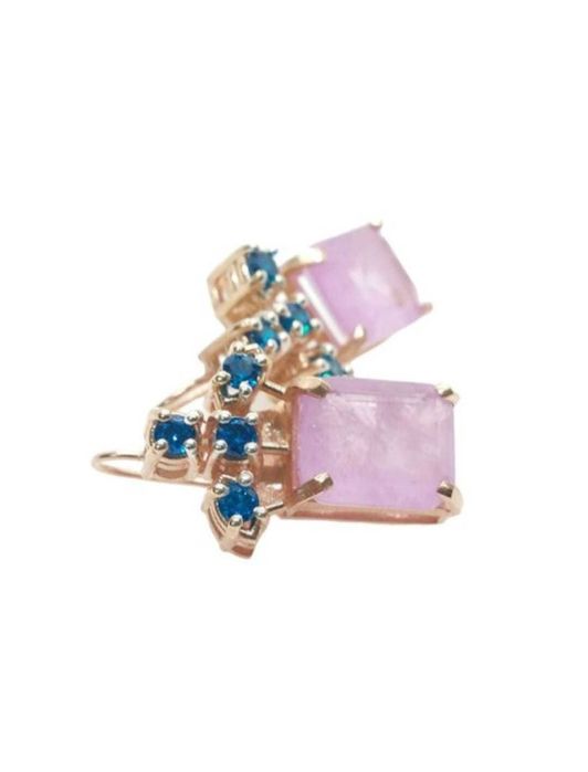 Cercei aur roz 9K Morganit si 8 Safire