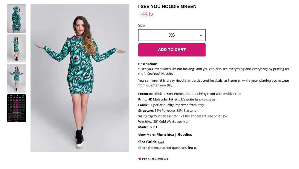 Badinka рокля "I see you hoodie" размер XS
