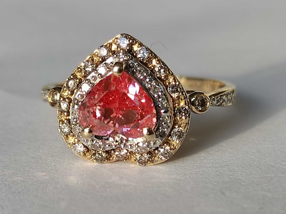 Inel aur 14k cu DIAMANT ROZ 1.35ct pret initial 25.000lei