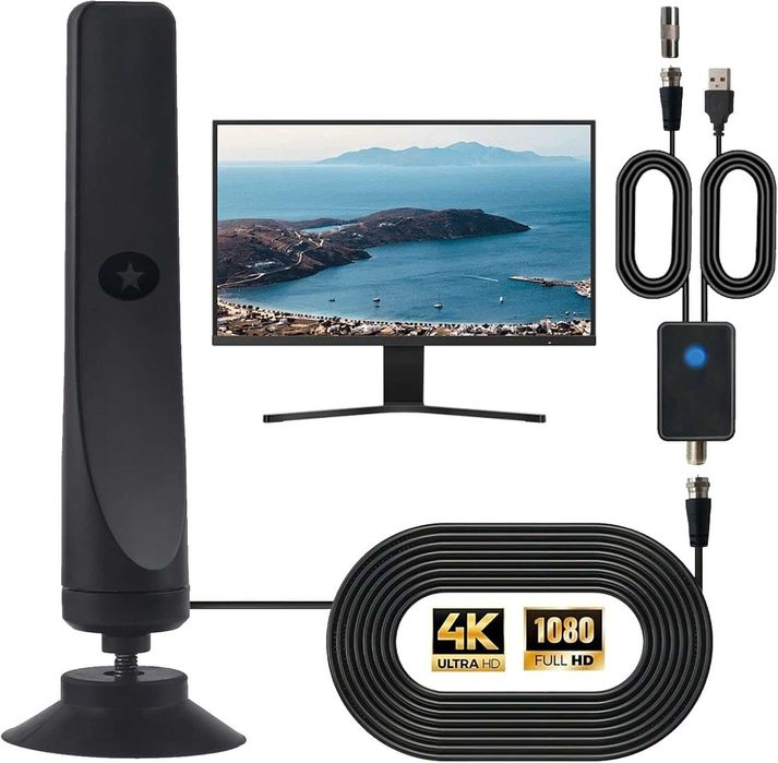 Цифрова ТВ Антена HDTV Wave Max USB F адаптер усилвател сигнал канали