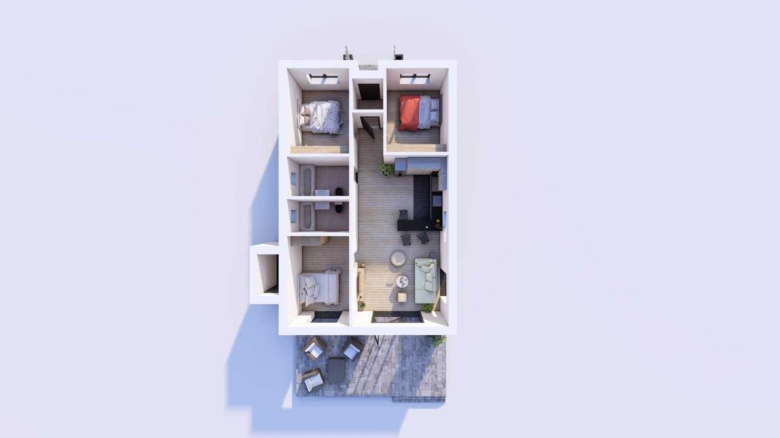 Casă individuală pasivă pe parter 130mp construiți, teren 396mp Tunari