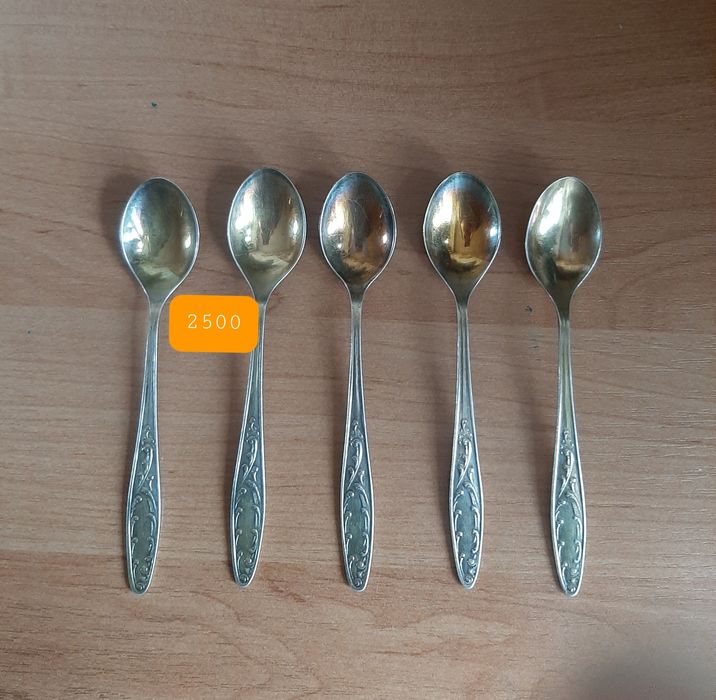 Чайные ложки, десертные. МНЦ, позолоченные.