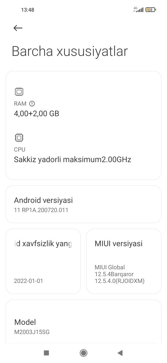 Redmi not 9 xotirasi128