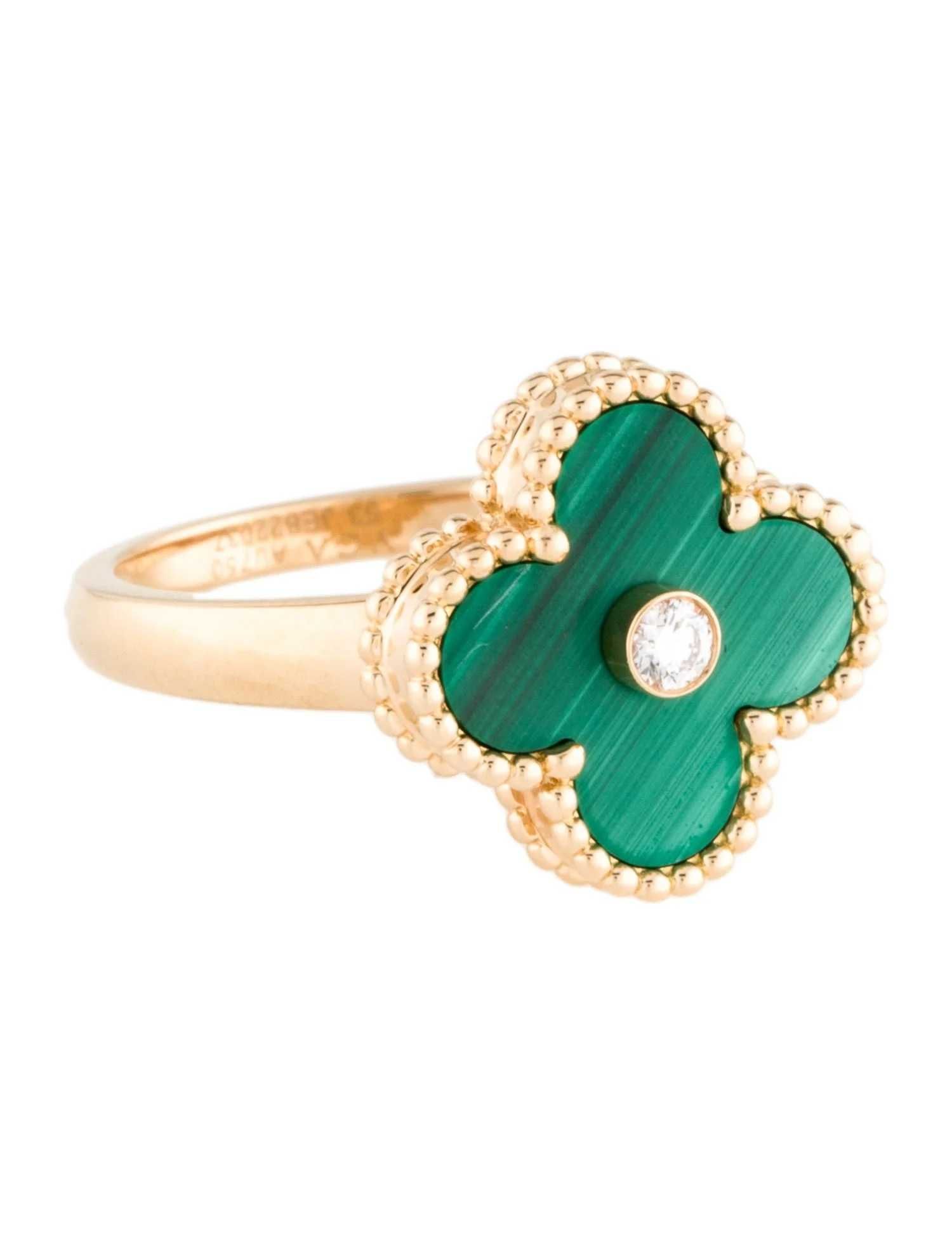 Van Cleef & Arpels VCA Gold Green Diamond Alhambra Дамски Пръстен