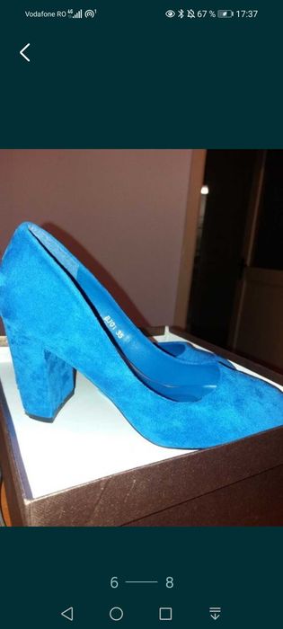 Vand pantofi ocazie, negrii- piele int/ext cu pietricele si albastrii