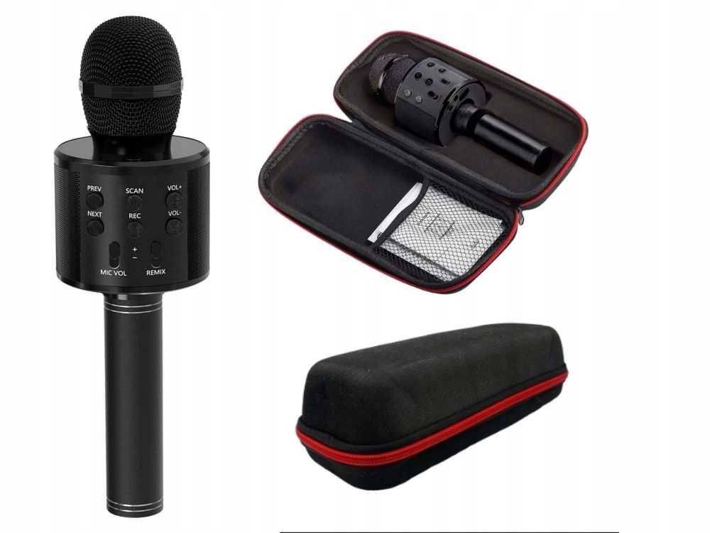 Чисто нов безжичен микрофон за караоке с Bluetooth, с калъф, черен