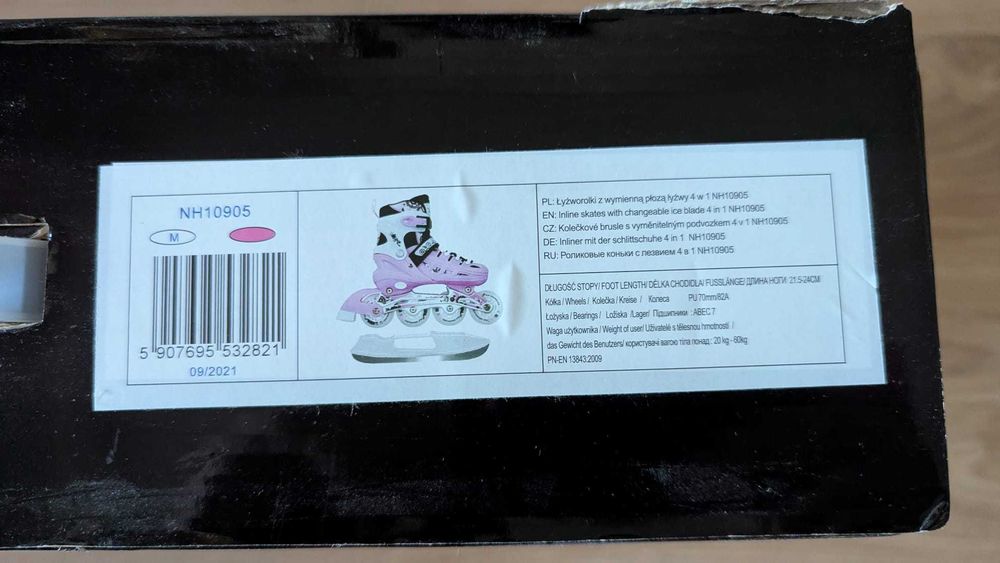 Role si Patine gheata reglabile 4-in-1, Nils Extreme, NH10905, Roz, 35