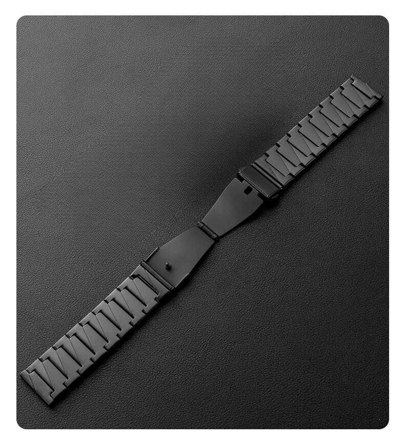 Curea metalica ceas, otel inoxidabil, 22 mm, argintiu/negru