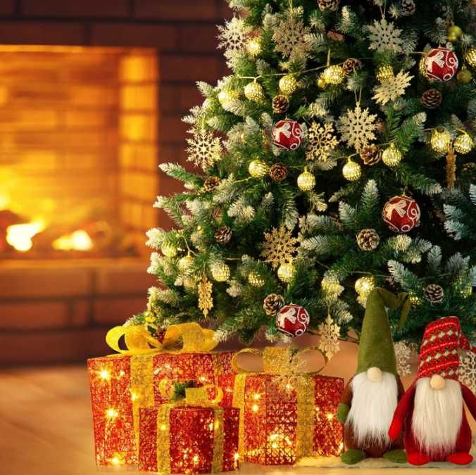 Brad Artificial GIGALUMI de 150 cm, Montabil, cu Zapada si Conuri