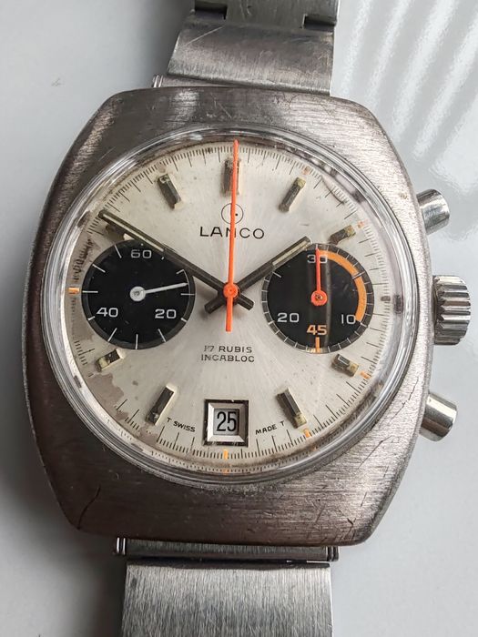 Ceas Lanco Chronograph Panda Dial 37,5 x42 mm Funcționează Impecabil!