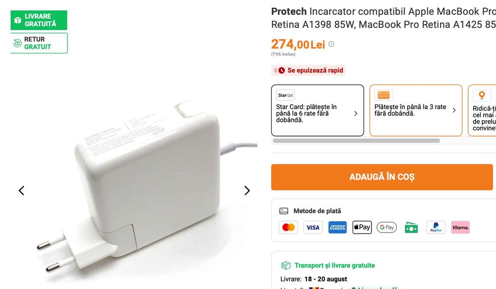 Incarcator compatibil Apple MacBook Pro Retina 85W