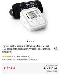 Tensiometru Digital de Brat cu Mesaj Vocal, 120 Rezultate, Indicator A