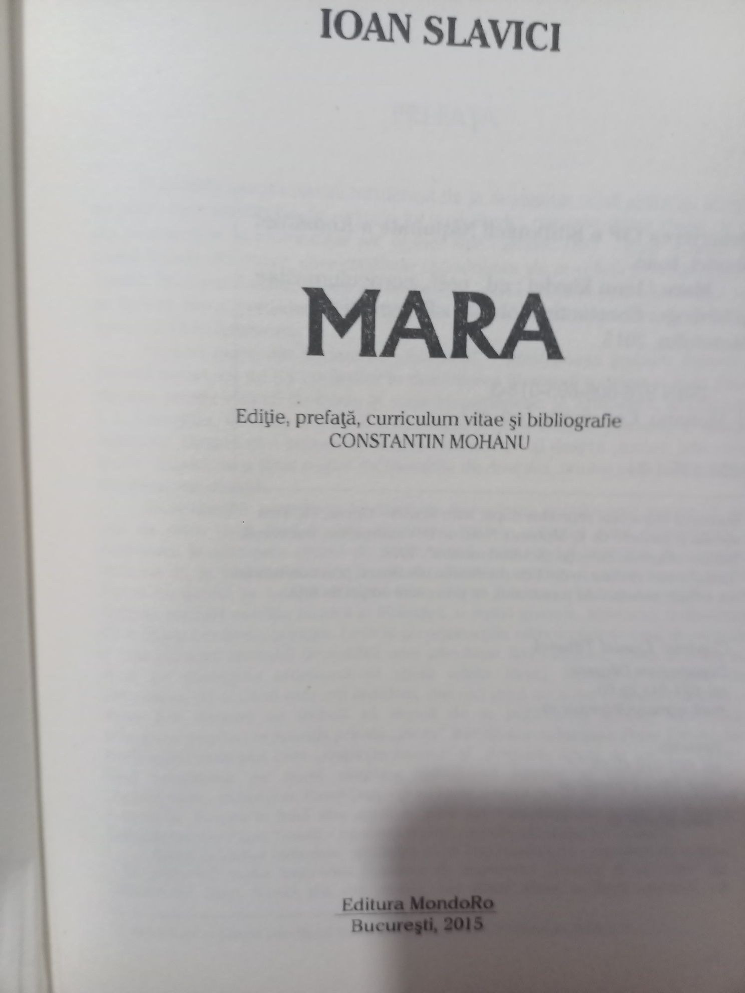 Carte nouă, romanul Mara