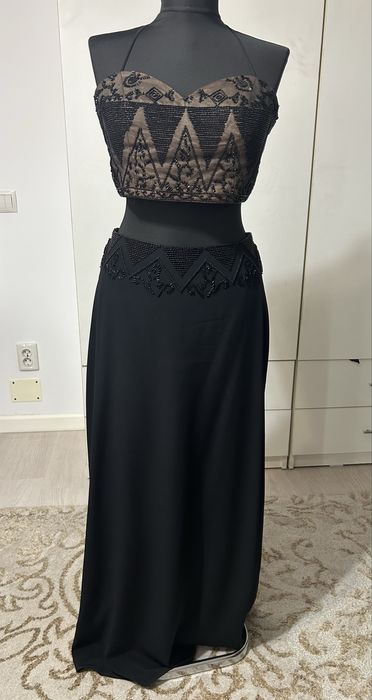 Set Top si fusta elegant, lucrat manual unic