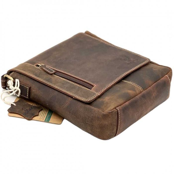 Borsete Barbati Umar din Piele Naturala Hunter Vintage, Maro/Coniac