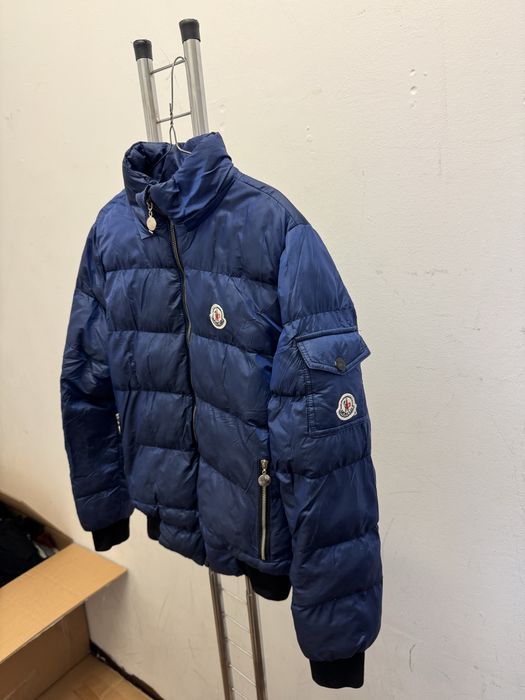 Geacă Moncler originală, puf natural, albastru marin, unisex