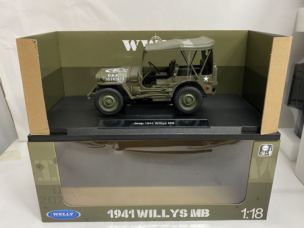 WELLY JEEP WILLYS MB 1941 hard top machetă auto scara 1:18 (18cm) Army