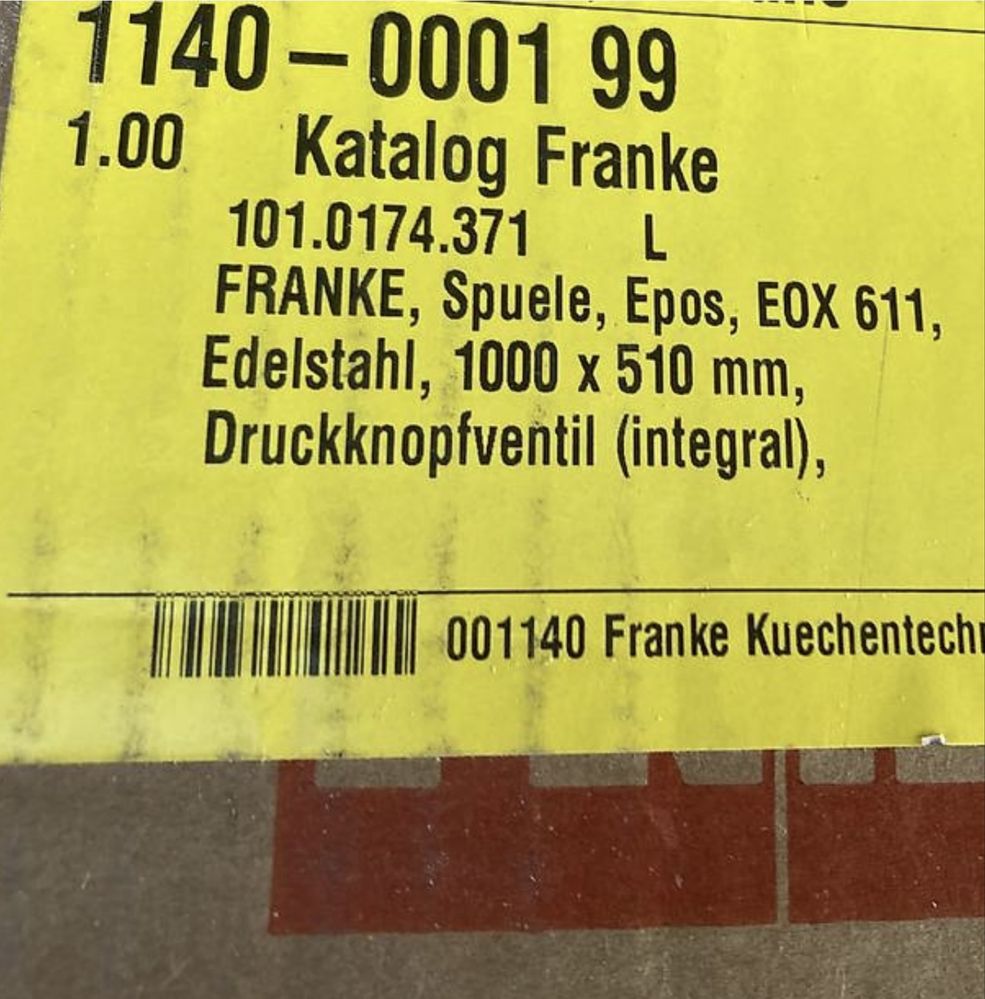 FRANKE, Spuele, Epos, Eox 611, 1000x500 mm