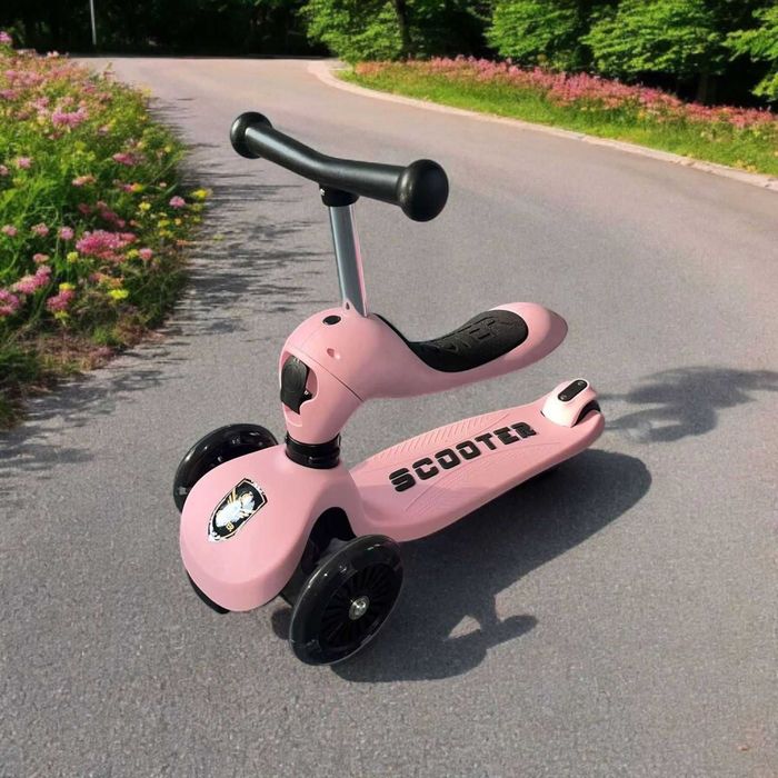 Trotineta 2in1 transformabila in tricicleta, ajustare 3 dimensiuni,roz