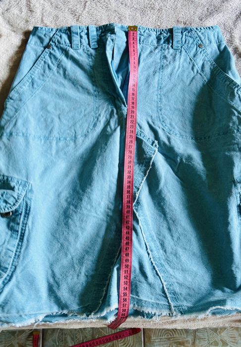 Fustă Culoare Bleu Deschis, Stil Casual/Cargo, 100% Bumbac