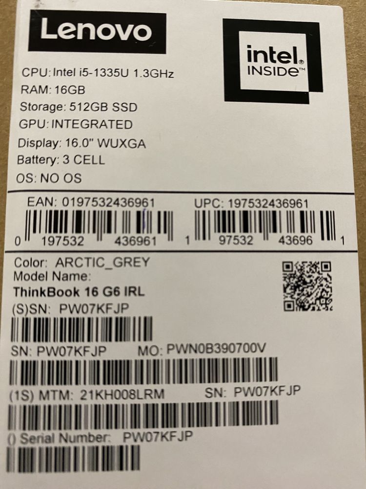 Leptop Lenovo NOU think book 16” i5 - 1335U, 21KH008LRM , 512GB SSD