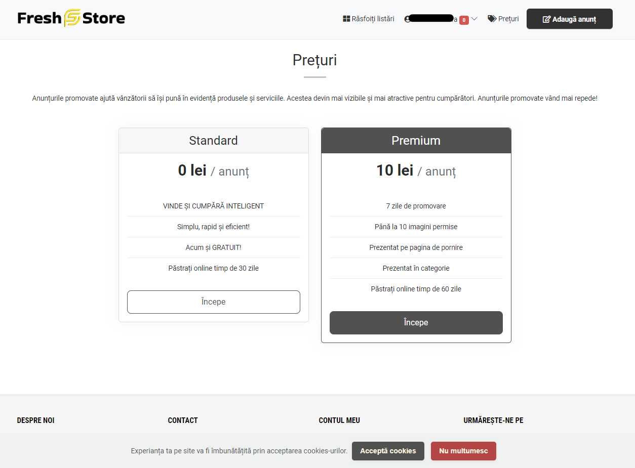 Website (platforma vanzari) freshstore.ro
