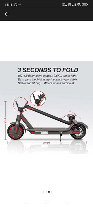 Електрически скутер AOVO M365 Pro ES80, 350W, Двойна спирачка, 35K