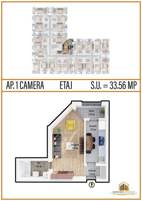 Garsoniera de vanzare, compex Eurocasa Residence, Militari Residence