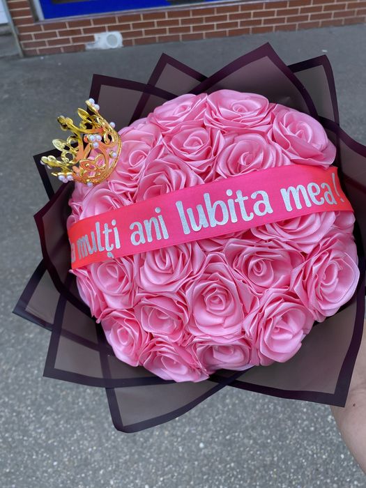 Buchet flori din satin handmade