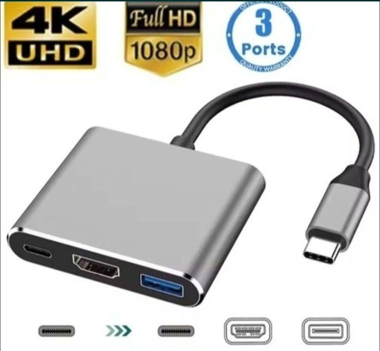 Type C HDMI USb Hub 3in1 MacBook Laptop Tip C USB Hdmi