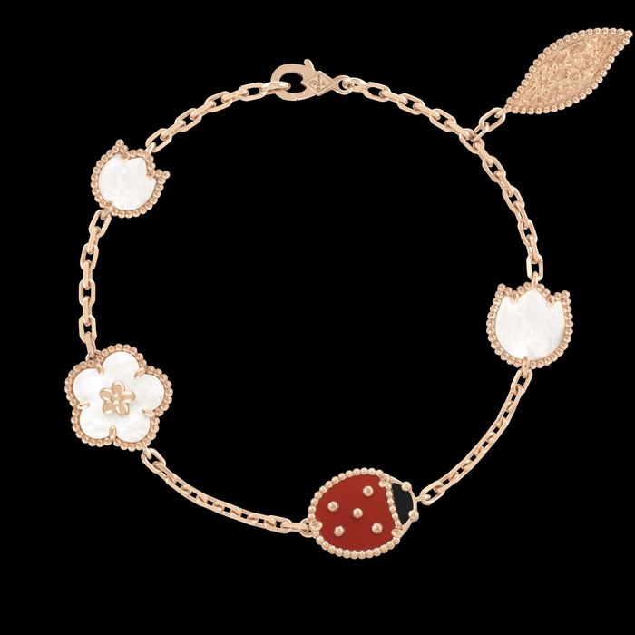 Van Cleef & Arpels VCA Rose Gold 5 Motifs Lucky Spring Дамска Гривна
