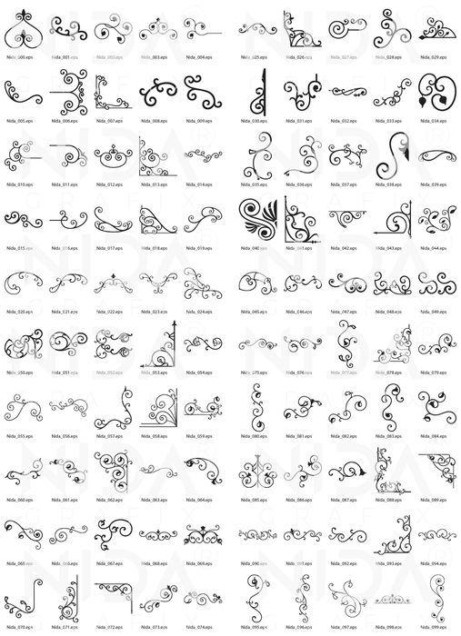 Elemente vectoriale fier forjat – 349 modele DXF, SVG, EPS, CNC/Laser