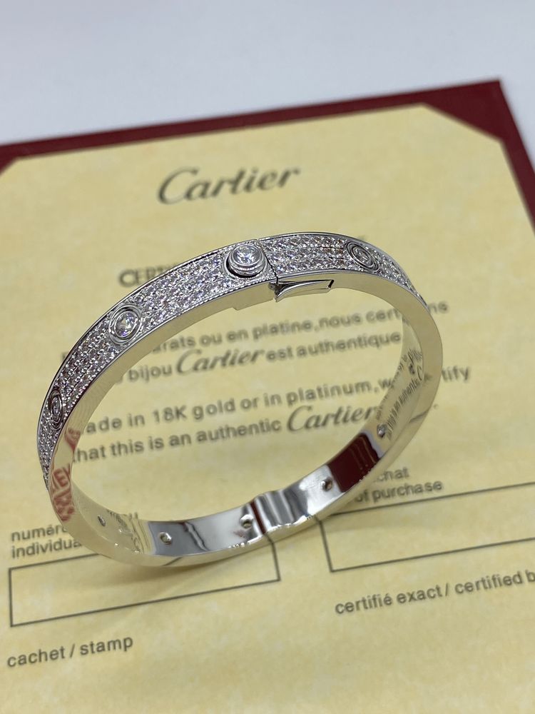 Brățară Cartier LOVE 18 White Gold 24K Full Diamond