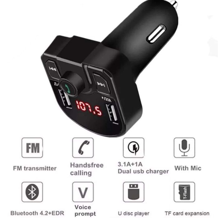 Bluetooth FM Transmitter трансмитер за кола , SD card или флашка