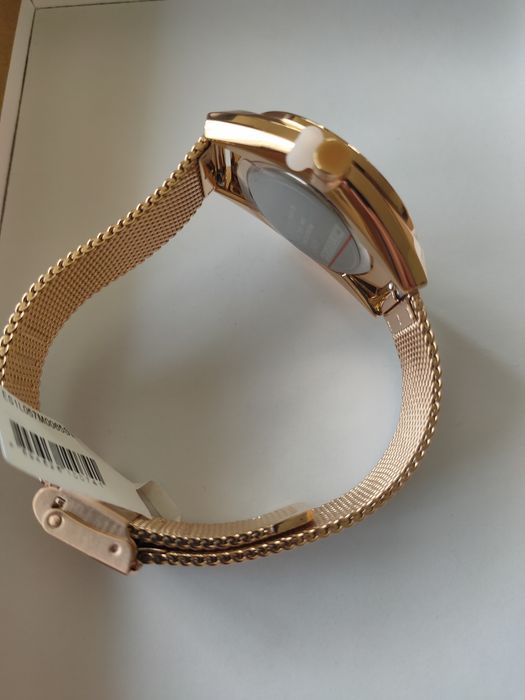 Ceas Esprit analog cu bratara cu model plasa, Auriu