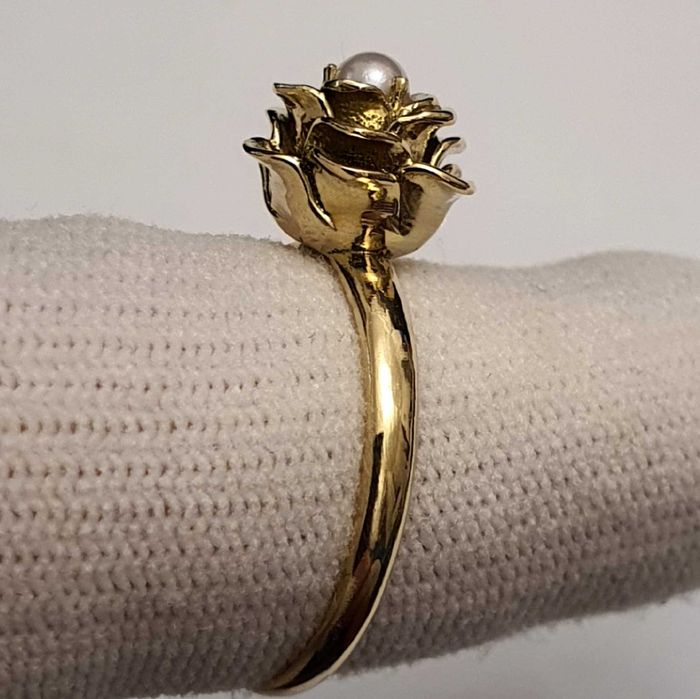 M60 Inel Aur 14K Cu Perla Naturala Akoya