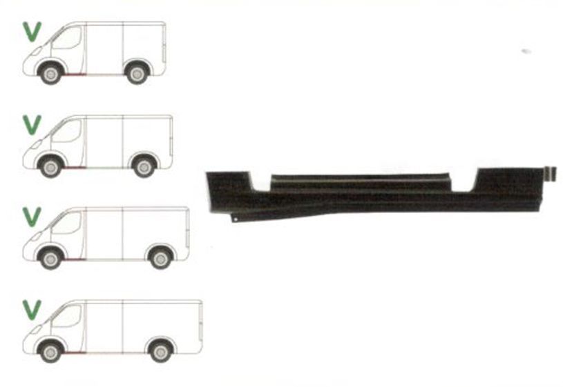 Prag Ford Transit (V184/5) 05.2000-04.2006, Transit/Tourneo (V347/8) 05.2006-04.2013, punte fata, Usa Fata Stanga sub usa fata, prag din metal